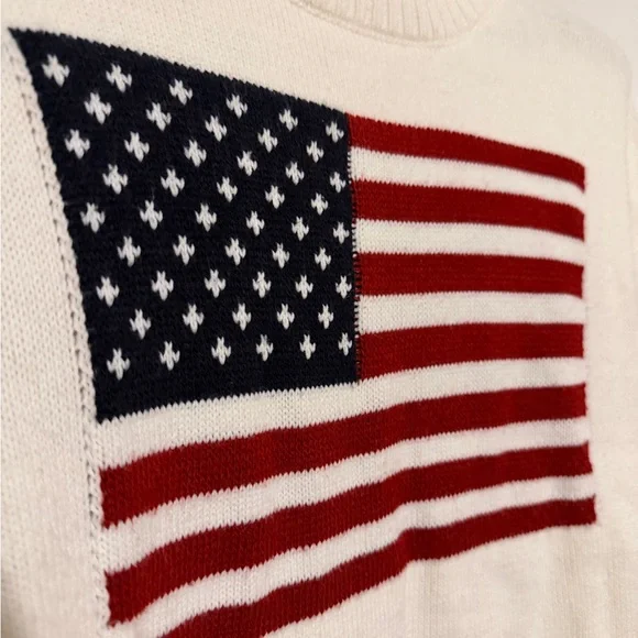 White American Flag Oversized Crew Neck Sweater Womens Large - Picture 4 of 7